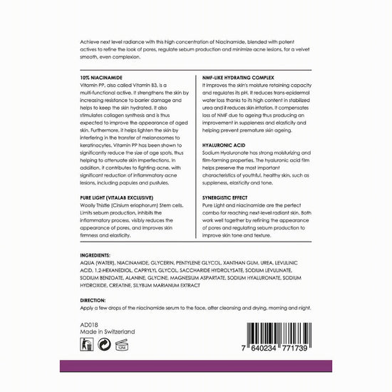 Andre Dermes - Beauty Hacks 10% Niacinamide Serum (Antioxidant, Anti - Inflammatory, Shrink Pores, Improve Firmness, Elasticity, Sebum Secretion, Long Moisturising, Spots, Dark Spots, Acne) (e30ml) AD018 - Beauty Online™ 肌齡喜源™