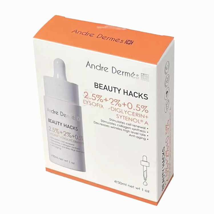 Andre Dermes - Beauty Hacks 2.5% Lysofix + 2% Diglycerin + 0.5% Sytenola Serum (Long - Lasting Moisturizing, Anit - Wrinkle Aging, Firming, Brightening, Whitening, Anti - Inflammatory, Sensitive, Antioxidant, Reduce Fine Lines, Repairing) (e30ml) AD020 - Beauty Online™ 肌齡喜源™