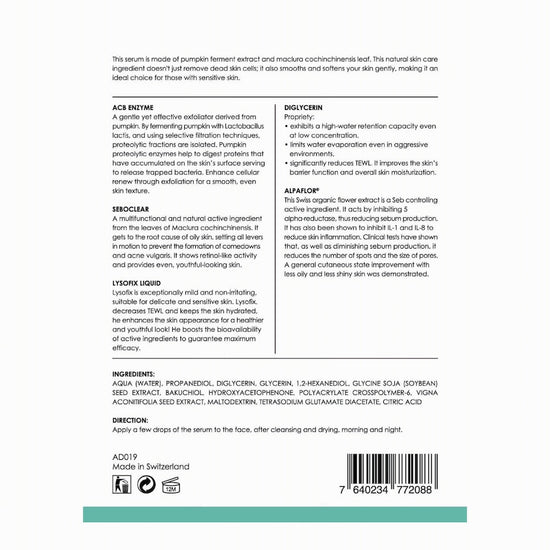 Andre Dermes - Beauty Hacks 5% ACB Enzyme+3% Seboclear Serum (Anti - Inflammatory, Calming, Exfoliation, Acne Control, Even Skin Tone, Antioxidant) (e30ml) AD019 - Beauty Online™ 肌齡喜源™