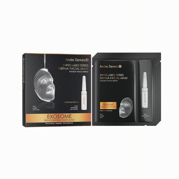 Andre Dermes - Exosome Skin Hydrating Youth Mask (Moisturising, Antioxidant, Sensitive Skin, Anti - Aging, Skin Elasticity, Soothing, Repair) (Mask: 25ml/pc x 5pcs; Ampoule: 2ml/Bottle x 5 bottles) AD022 - Beauty Online™ 肌齡喜源™