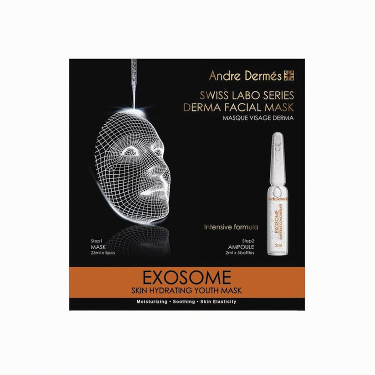 Andre Dermes - Exosome Skin Hydrating Youth Mask (Moisturising, Antioxidant, Sensitive Skin, Anti - Aging, Skin Elasticity, Soothing, Repair) (Mask: 25ml/pc x 5pcs; Ampoule: 2ml/Bottle x 5 bottles) AD022 - Beauty Online™ 肌齡喜源™