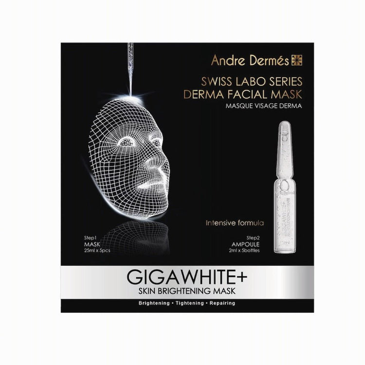 Andre Dermes - GIGA WHITE Skin Brightening Mask (Brightening, Firming, Lightens Dark Spots, Calming, Soothing, Moisturizing, Antioxidant, Repair) (Mask: 25ml/pc x 5 pcs; Ampoule: 2ml/Bottle x 5 bottle) AD023 - Beauty Online™ 肌齡喜源™