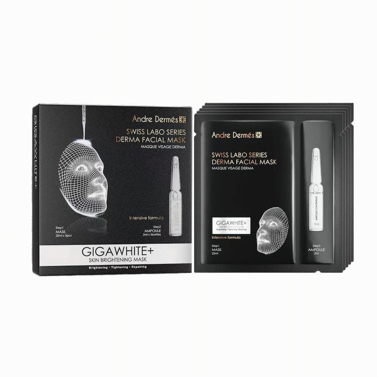 Andre Dermes - GIGA WHITE Skin Brightening Mask (Brightening, Firming, Lightens Dark Spots, Calming, Soothing, Moisturizing, Antioxidant, Repair) (Mask: 25ml/pc x 5 pcs; Ampoule: 2ml/Bottle x 5 bottle) AD023 - Beauty Online™ 肌齡喜源™