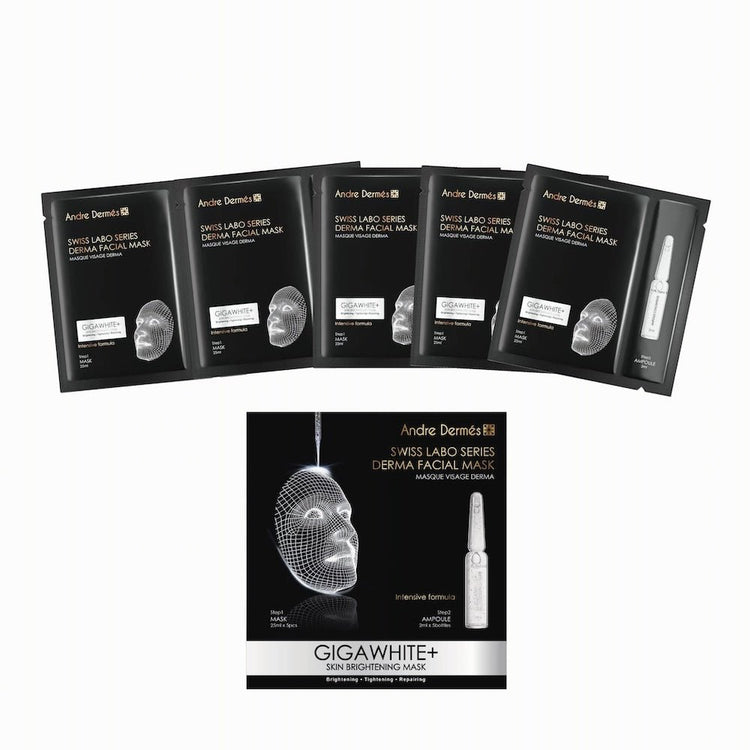 Andre Dermes - GIGA WHITE Skin Brightening Mask (Brightening, Firming, Lightens Dark Spots, Calming, Soothing, Moisturizing, Antioxidant, Repair) (Mask: 25ml/pc x 5 pcs; Ampoule: 2ml/Bottle x 5 bottle) AD023 - Beauty Online™ 肌齡喜源™