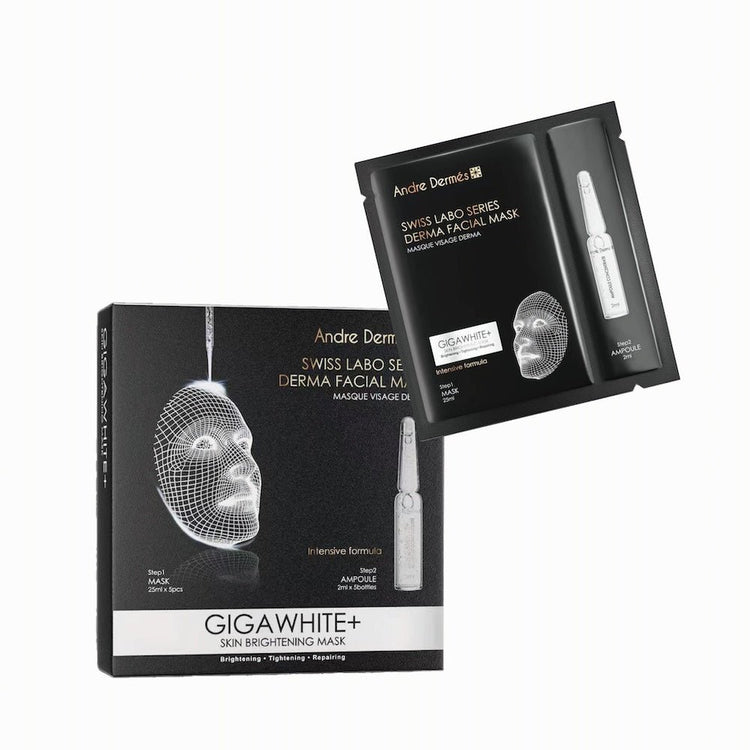 Andre Dermes - GIGA WHITE Skin Brightening Mask (Brightening, Firming, Lightens Dark Spots, Calming, Soothing, Moisturizing, Antioxidant, Repair) (Mask: 25ml/pc x 5 pcs; Ampoule: 2ml/Bottle x 5 bottle) AD023 - Beauty Online™ 肌齡喜源™