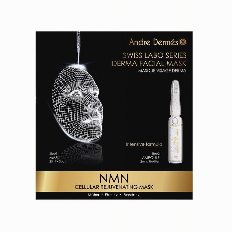 Andre Dermes - NMN Cellular Rejuvenating Mask (Moisturising, Anti - Wrinkle Aging, Firming, Lifting, Reduce Fine Lines, Tighten Pores) (Mask: 25ml/pc x 5pcs; Ampoule: 2ml/Bottle x 5 Bottles) AD021 - Beauty Online™ 肌齡喜源™