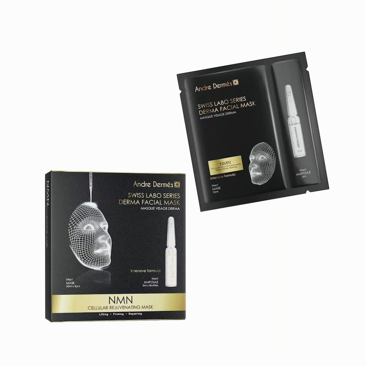 Andre Dermes - NMN Cellular Rejuvenating Mask (Moisturising, Anti - Wrinkle Aging, Firming, Lifting, Reduce Fine Lines, Tighten Pores) (Mask: 25ml/pc x 5pcs; Ampoule: 2ml/Bottle x 5 Bottles) AD021 - Beauty Online™ 肌齡喜源™
