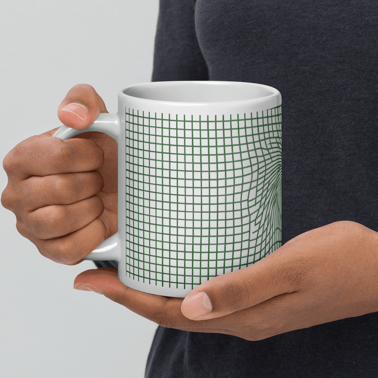 【Deep Focus】Minimalist All-White Geometric Grid Ceramic Mug - Beauty Online™ 肌齡喜源™