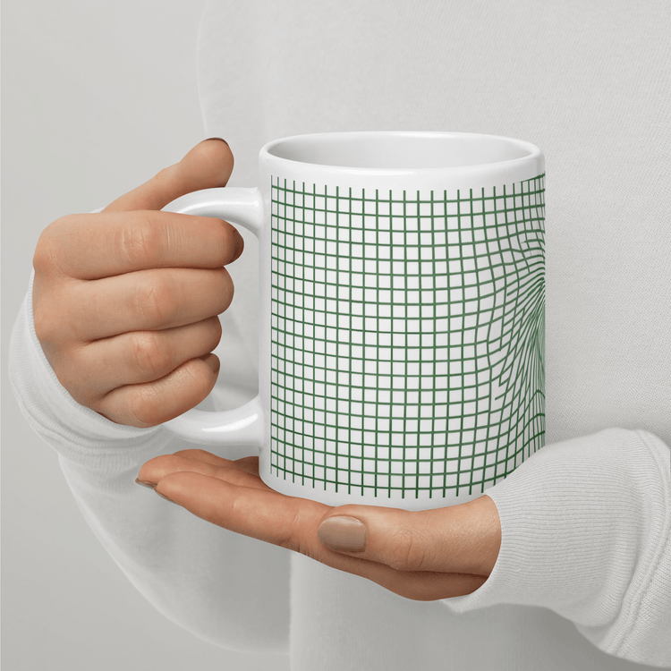 【Deep Focus】Minimalist All-White Geometric Grid Ceramic Mug - Beauty Online™ 肌齡喜源™