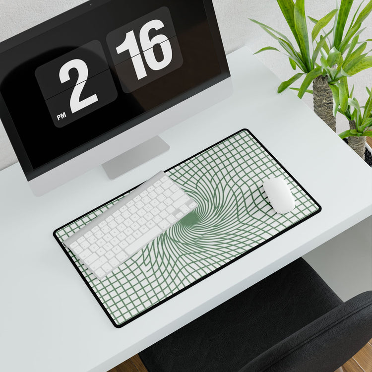 【Deep Focus】Premium Kiwi Green Geometric Grid Desk Mat - Beauty Online™ 肌齡喜源™