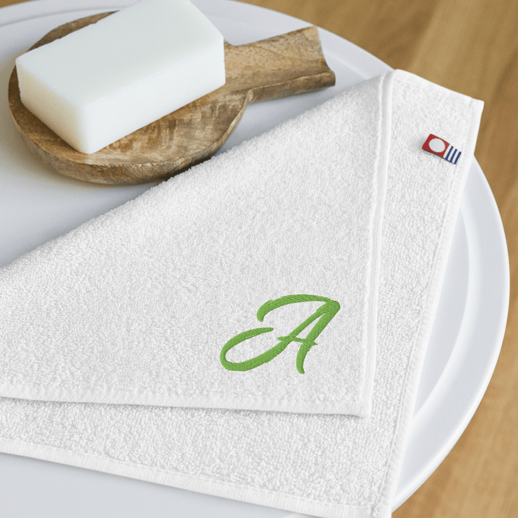 Imabari Cotton Hand Towel – Custom Initial Embroidery (White / A - Z) - Beauty Online™ 肌齡喜源™