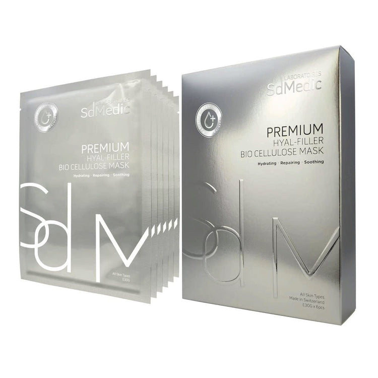 SdMedic – Premium Hyal - Filler Bio Cellulose Mask (Moisturising, Hydrating, Brightening, Pore Minimizing, Sensitive, Soothing) (e30g*6pcs One box) SD010 - Beauty Online™ 肌齡喜源™