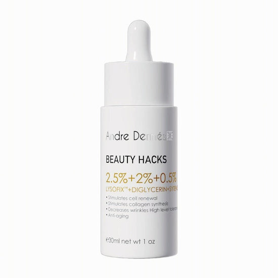 Andre Dermes - Beauty Hacks 2.5% Lysofix + 2% Diglycerin + 0.5% Sytenola Serum (Long - Lasting Moisturizing, Anit - Wrinkle Aging, Firming, Brightening, Whitening, Anti - Inflammatory, Sensitive, Antioxidant, Reduce Fine Lines, Repairing) (e30ml) AD020 - Beauty Online™ 肌齡喜源™