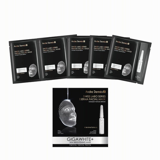 Andre Dermes - GIGA WHITE Skin Brightening Mask (Brightening, Firming, Lightens Dark Spots, Calming, Soothing, Moisturizing, Antioxidant, Repair) (Mask: 25ml/pc x 5 pcs; Ampoule: 2ml/Bottle x 5 bottle) AD023 - Beauty Online™ 肌齡喜源™