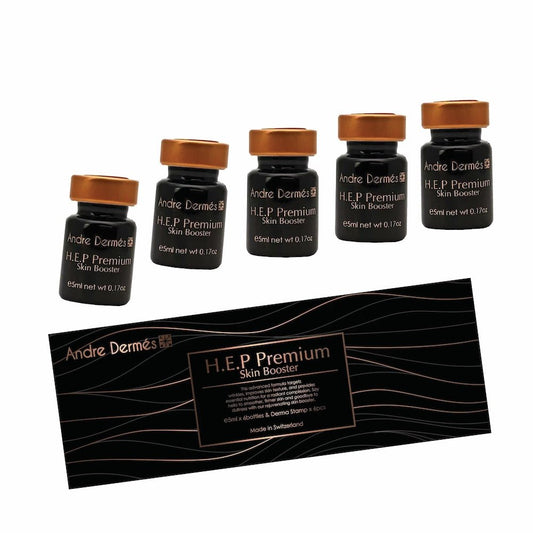 Andre Dermes - H.E.P Premium Skin Booster (Moisturising, Proprotein, Firming, Reduce Fine Lines, Lighten Melanin, Acne and Acne Scars, Sensitive) (e5ml x 6bottles & Derma Stamp × 6pcs) AD041 - Beauty Online™ 肌齡喜源™