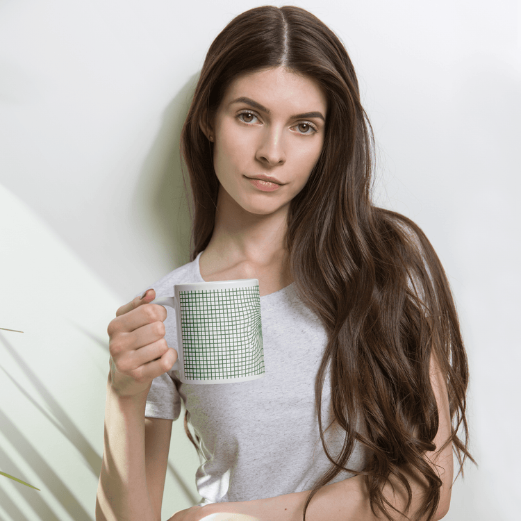 【Deep Focus】Minimalist All-White Geometric Grid Ceramic Mug - Beauty Online™ 肌齡喜源™