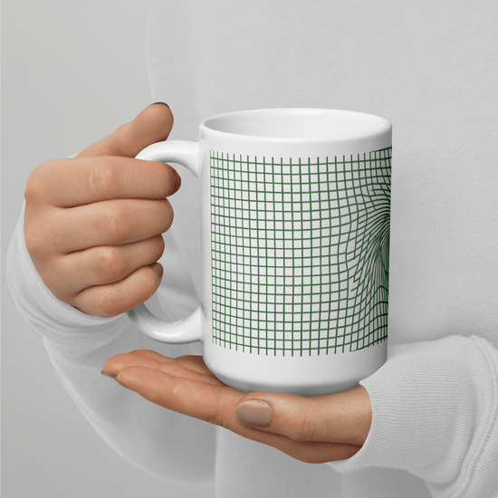 【Deep Focus】Minimalist All-White Geometric Grid Ceramic Mug - Beauty Online™ 肌齡喜源™