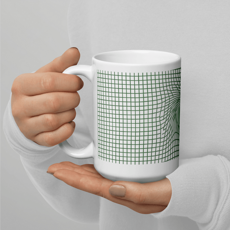 【Deep Focus】Minimalist All-White Geometric Grid Ceramic Mug - Beauty Online™ 肌齡喜源™