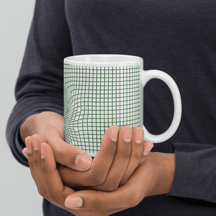 【Deep Focus】Minimalist All-White Geometric Grid Ceramic Mug - Beauty Online™ 肌齡喜源™