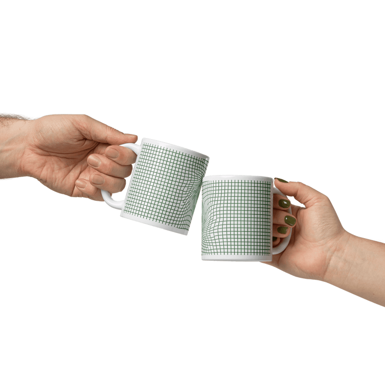 【Deep Focus】Minimalist All-White Geometric Grid Ceramic Mug - Beauty Online™ 肌齡喜源™