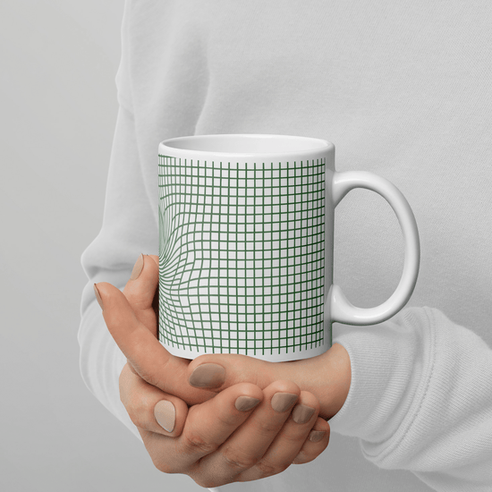 【Deep Focus】Minimalist All-White Geometric Grid Ceramic Mug - Beauty Online™ 肌齡喜源™