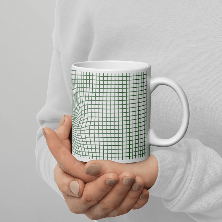 【Deep Focus】Minimalist All-White Geometric Grid Ceramic Mug - Beauty Online™ 肌齡喜源™