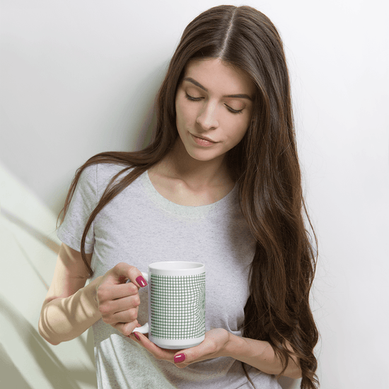 【Deep Focus】Minimalist All-White Geometric Grid Ceramic Mug - Beauty Online™ 肌齡喜源™
