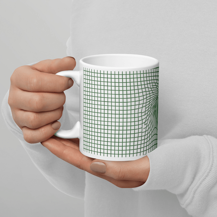 【Deep Focus】Minimalist All-White Geometric Grid Ceramic Mug - Beauty Online™ 肌齡喜源™