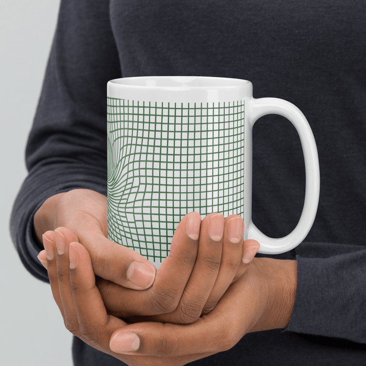 【Deep Focus】Minimalist All-White Geometric Grid Ceramic Mug - Beauty Online™ 肌齡喜源™