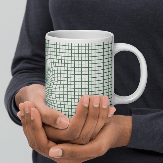【Deep Focus】Minimalist All-White Geometric Grid Ceramic Mug - Beauty Online™ 肌齡喜源™