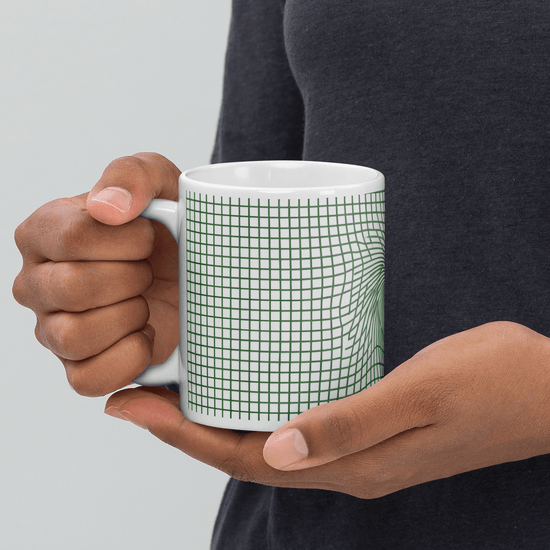 【Deep Focus】Minimalist All-White Geometric Grid Ceramic Mug - Beauty Online™ 肌齡喜源™