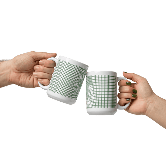 【Deep Focus】Minimalist All-White Geometric Grid Ceramic Mug - Beauty Online™ 肌齡喜源™