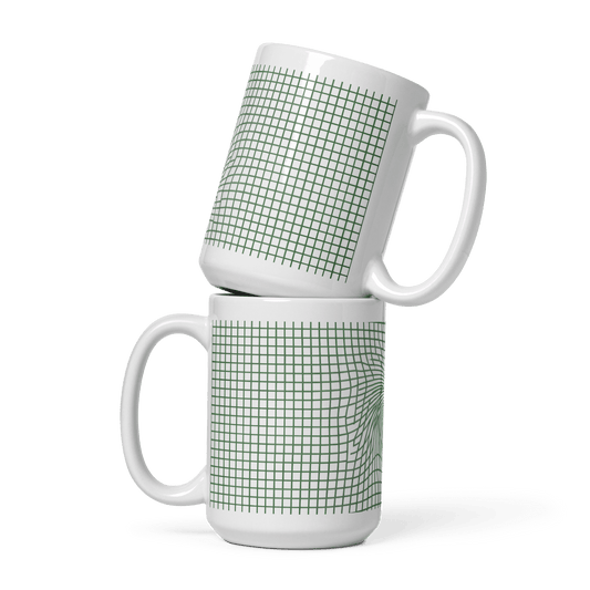 【Deep Focus】Minimalist All-White Geometric Grid Ceramic Mug - Beauty Online™ 肌齡喜源™