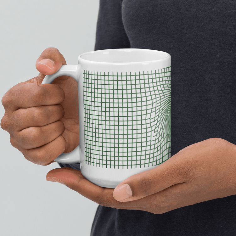 【Deep Focus】Minimalist All-White Geometric Grid Ceramic Mug - Beauty Online™ 肌齡喜源™