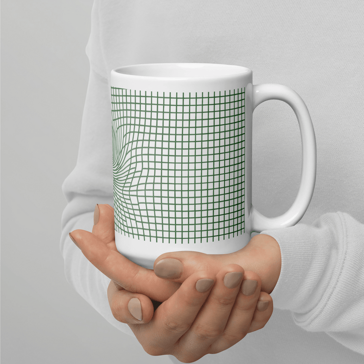 【Deep Focus】Minimalist All-White Geometric Grid Ceramic Mug - Beauty Online™ 肌齡喜源™