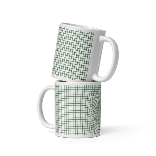 【Deep Focus】Minimalist All-White Geometric Grid Ceramic Mug - Beauty Online™ 肌齡喜源™