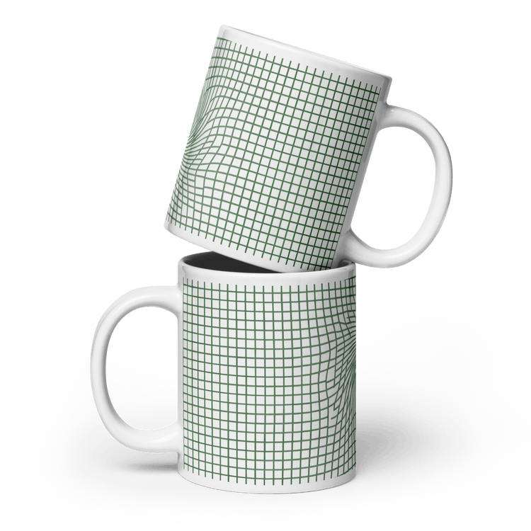【Deep Focus】Minimalist All-White Geometric Grid Ceramic Mug - Beauty Online™ 肌齡喜源™