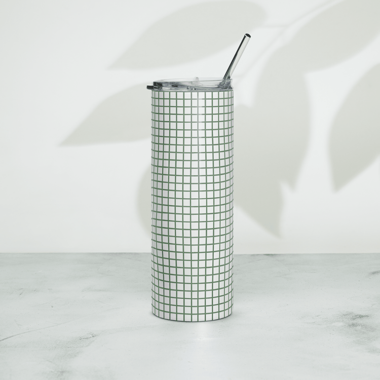 【Deep Focus】Premium Geometric Grid Stainless Steel Skinny Tumbler - Beauty Online™ 肌齡喜源™