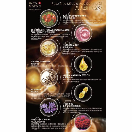 Derma Medream - ROSE Time Miracle Age - Defying Oil (Firming, Lifting, Anti - Wrinkle Aging, Antioxidant, Brightening, Hydrating) (e35ml) DM048 - Beauty Online™ 肌齡喜源™