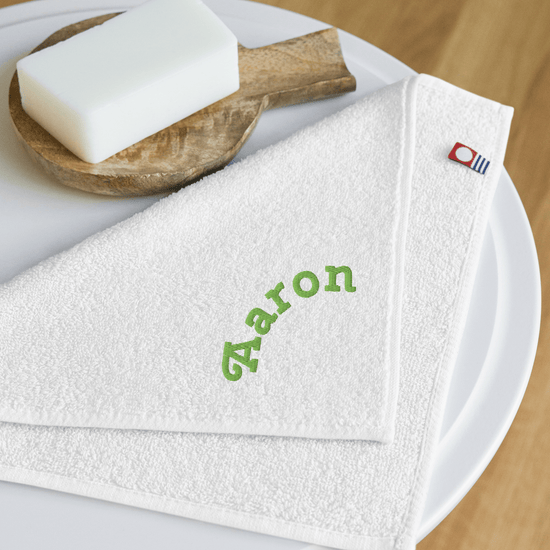 Imabari Cotton Hand Towel – Personalized Boy's Name Embroidery (White) - Beauty Online™ 肌齡喜源™