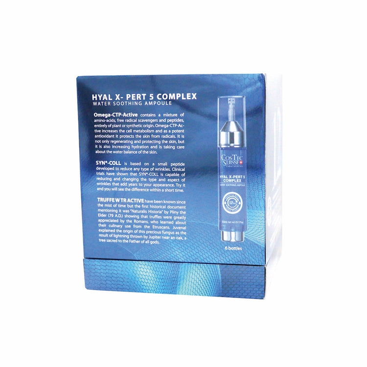 Hyal X-Pert 5 Complex Water Soothing Serum Ampoule CT002-Costec Suisse-e5ml Ampoule*6 Ampoules per Box-Beauty Online HK-BeautyOnlineHK-Hong Kong Beauty-Beauty Online-肌齡喜源-美容產品-Skincare Hong Kong-Swiss Skincare-網購美妝-美妝保健專家-創新健康科技-瑞士產品-澳洲產品-Online Beauty Shopping-Beauty and Health Care Expert-Innovative Health Technology-Swiss Products-Australian Products-Skincare Brand-Healthcare Brand